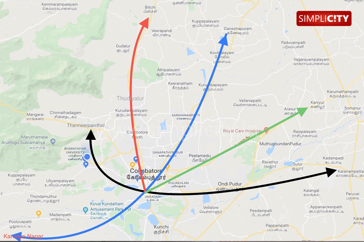 Coimbatore Metro Rail Map This Is The Coimbatore Metro - Four Corridors With A 136Km Connectivity  Network - Simplicity